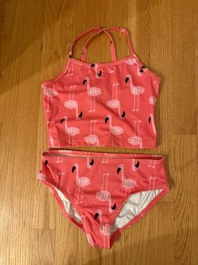 Hanna Andersson Coral Pink Flamingo Two-Piece Tankini